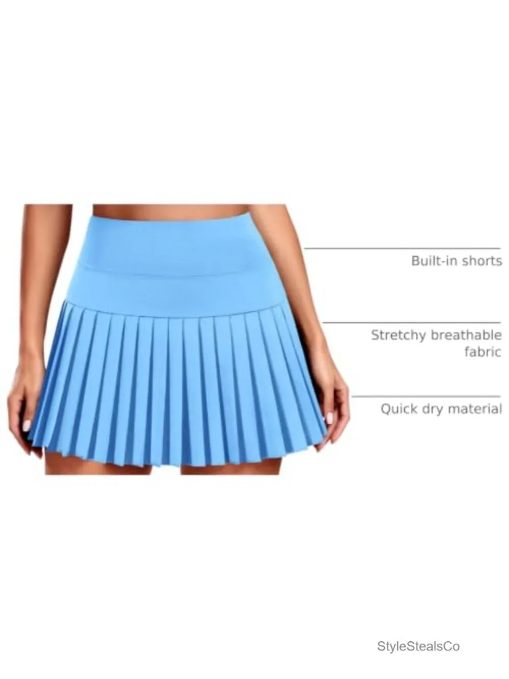 Pleated Tennis Skirt with Built-in Shorts High Waist Pickleball Skort Pockets